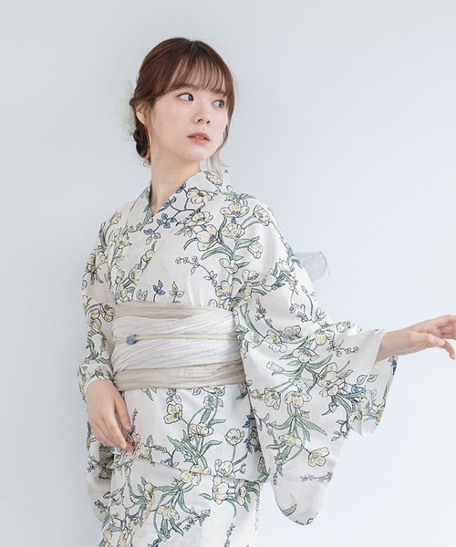 floroセパレート浴衣3点セット （上着＋巻スカート＋帯）（浴衣