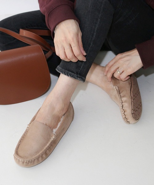 【セール】フェイクファーモカシン【低反発スポンジ入り】（モカシン/デッキシューズ）｜Fin（フィン） 5,205円