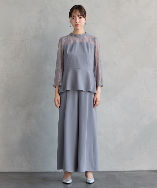 AIMER(エメ)の「レーススリーブペプラムブラウス×ワイドパンツ セットアップドレス 結婚式 お呼ばれ ドレス 20代 30代 40代 50代(パンツドレス・レディース・ネイビー/ダルブルー系/ブラック/サックスブルー・LARGE/MEDIUM)」の21枚目の写真