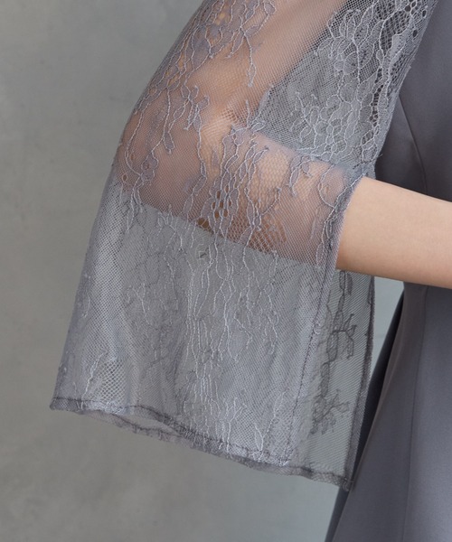 AIMER(エメ)の「レーススリーブペプラムブラウス×ワイドパンツ セットアップドレス 結婚式 お呼ばれ ドレス 20代 30代 40代 50代(パンツドレス・レディース・ネイビー/ダルブルー系/ブラック/サックスブルー・LARGE/MEDIUM)」の8枚目の写真