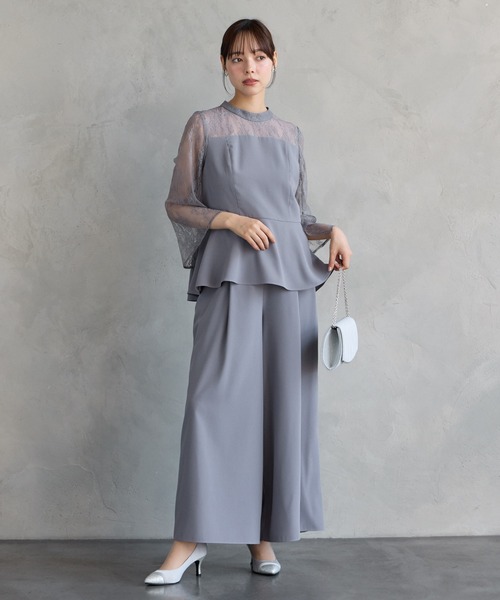 AIMER(エメ)の「レーススリーブペプラムブラウス×ワイドパンツ セットアップドレス 結婚式 お呼ばれ ドレス 20代 30代 40代 50代(パンツドレス・レディース・ネイビー/ダルブルー系/ブラック/サックスブルー・LARGE/MEDIUM)」の19枚目の写真