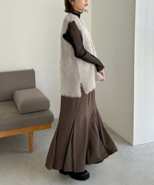 archives（アルシーヴ）の「ダブルフェイスフェザーニットベスト（ベスト・レディース・グレー/チャコールグレー/アイボリー・MEDIUM）」の19枚目の写真