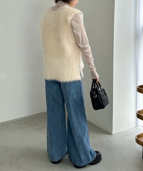 archives（アルシーヴ）の「ダブルフェイスフェザーニットベスト（ベスト・レディース・グレー/チャコールグレー/アイボリー・MEDIUM）」の12枚目の写真