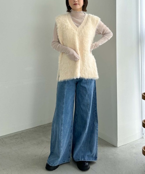 archives（アルシーヴ）の「ダブルフェイスフェザーニットベスト（ベスト・レディース・グレー/チャコールグレー/アイボリー・MEDIUM）」の14枚目の写真