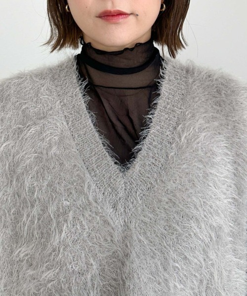 archives（アルシーヴ）の「ダブルフェイスフェザーニットベスト（ベスト・レディース・グレー/チャコールグレー/アイボリー・MEDIUM）」の4枚目の写真