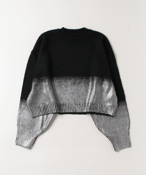 Per sist ence（パーシエンス）の「シルバー箔プリントクロップド丈プルオーバー（ニット/セーター・レディース・ブルー/アイボリー/グレー/ブラック・FREE）」の3枚目の写真
