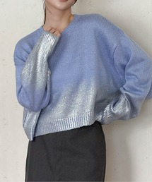 Per sist ence | シルバー箔プリントクロップド丈プルオーバー(ニット/セーター)