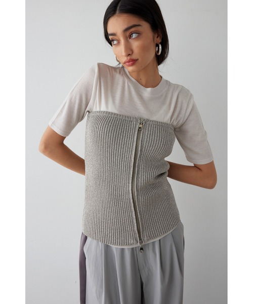 ALEXIA STAM（アリシアスタン）の「Glitter Knit Bustier /ラメニットビスチェ（ベスト・レディース・シルバー/ブラック・FREE）」の2枚目の写真