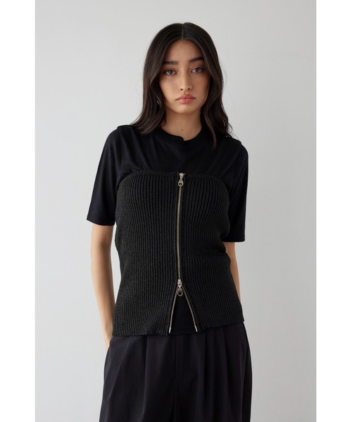 ALEXIA STAM（アリシアスタン）の「Glitter Knit Bustier /ラメニットビスチェ（ベスト・レディース・シルバー/ブラック・FREE）」の3枚目の写真