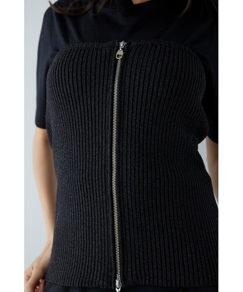 ALEXIA STAM（アリシアスタン）の「Glitter Knit Bustier /ラメニットビスチェ（ベスト・レディース・シルバー/ブラック・FREE）」の5枚目の写真