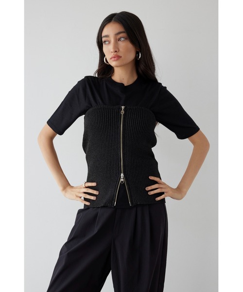 ALEXIA STAM（アリシアスタン）の「Glitter Knit Bustier /ラメニットビスチェ（ベスト・レディース・シルバー/ブラック・FREE）」の6枚目の写真