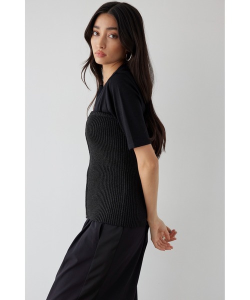 ALEXIA STAM（アリシアスタン）の「Glitter Knit Bustier /ラメニットビスチェ（ベスト・レディース・シルバー/ブラック・FREE）」の7枚目の写真