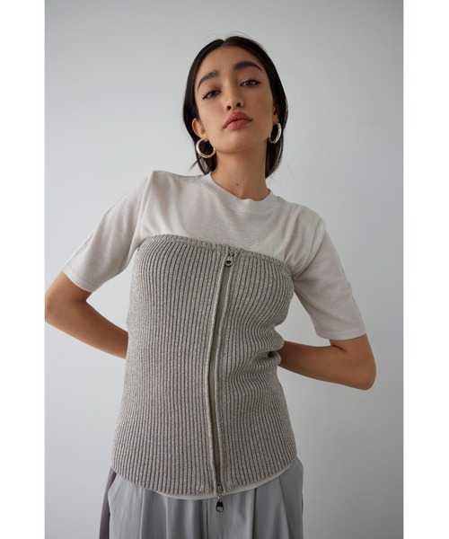 ALEXIA STAM（アリシアスタン）の「Glitter Knit Bustier /ラメニットビスチェ（ベスト・レディース・シルバー/ブラック・FREE）」の11枚目の写真