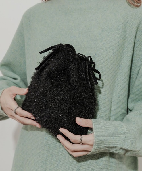 SMELLY（スメリー）の「フリンジリボンキンチャクバッグ（ショルダーバッグ・レディース・アイボリー/ブラック・-）」の13枚目の写真