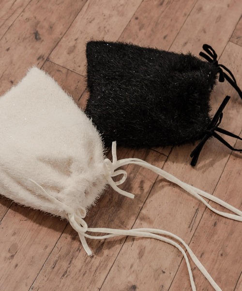 SMELLY（スメリー）の「フリンジリボンキンチャクバッグ（ショルダーバッグ・レディース・アイボリー/ブラック・-）」の14枚目の写真