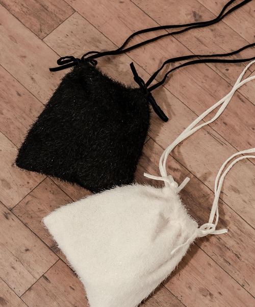 SMELLY（スメリー）の「フリンジリボンキンチャクバッグ（ショルダーバッグ・レディース・アイボリー/ブラック・-）」の15枚目の写真