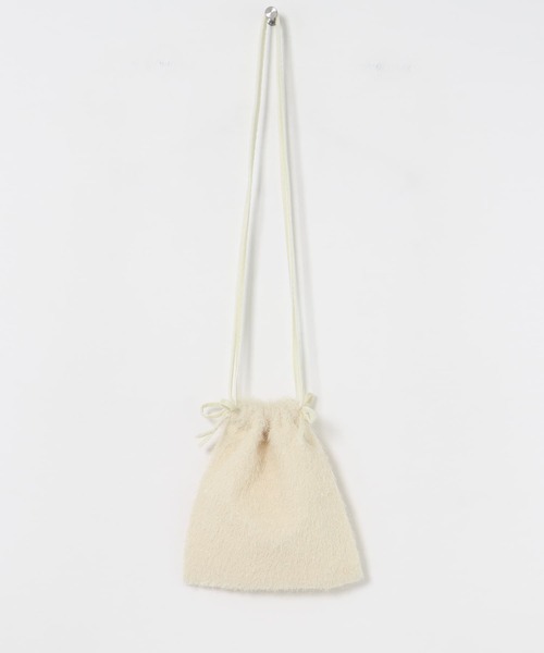 SMELLY（スメリー）の「フリンジリボンキンチャクバッグ（ショルダーバッグ・レディース・アイボリー/ブラック・-）」の16枚目の写真