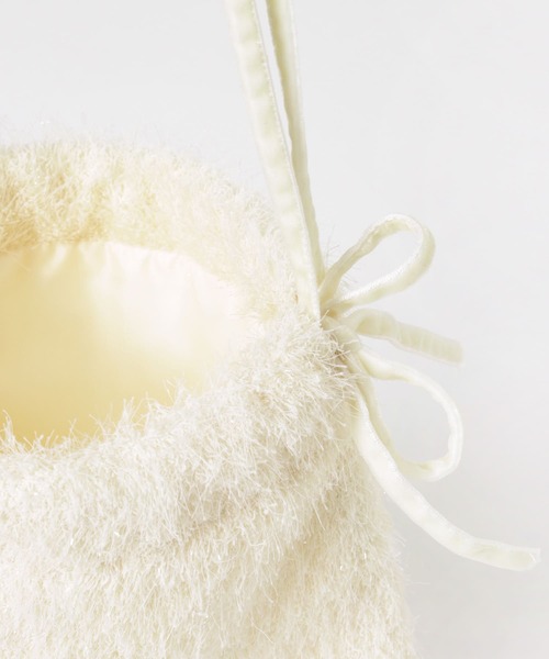 SMELLY（スメリー）の「フリンジリボンキンチャクバッグ（ショルダーバッグ・レディース・アイボリー/ブラック・-）」の21枚目の写真