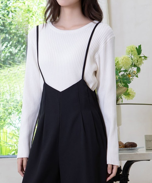 attiree(アティレー)の「【4色展開M/Lサイズ】洗える クルーネックリブニット(ニット/セーター・レディース・ホワイト系その他/ブラック系その他/アイボリー/ブラック・MEDIUM/LARGE)」の2枚目の写真