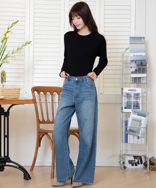 attiree(アティレー)の「【4色展開M/Lサイズ】洗える クルーネックリブニット(ニット/セーター・レディース・ホワイト系その他/ブラック系その他/アイボリー/ブラック・MEDIUM/LARGE)」の15枚目の写真