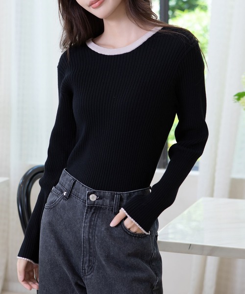 attiree(アティレー)の「【4色展開M/Lサイズ】洗える クルーネックリブニット(ニット/セーター・レディース・ホワイト系その他/ブラック系その他/アイボリー/ブラック・MEDIUM/LARGE)」の8枚目の写真