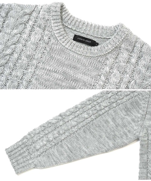 jiggys shop（ジギーズショップ）の「ウォッシャブルクルーネックケーブルニットセーター（ニット/セーター・メンズ・ブルー/ホワイト/ブラック/ミックスグレー/カーキ/グレー系その他・SMALL/MEDIUM/LARGE/X-LARGE）」の8枚目の写真