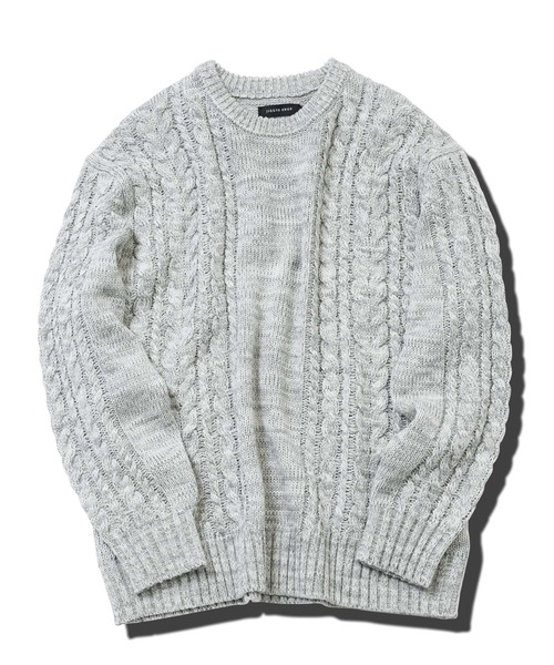 jiggys shop（ジギーズショップ）の「ウォッシャブルクルーネックケーブルニットセーター（ニット/セーター・メンズ・ブルー/ホワイト/ブラック/ミックスグレー/カーキ/グレー系その他・SMALL/MEDIUM/LARGE/X-LARGE）」の14枚目の写真
