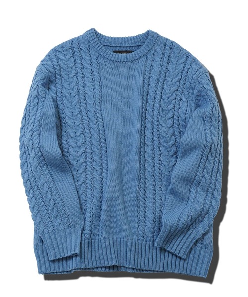 jiggys shop（ジギーズショップ）の「ウォッシャブルクルーネックケーブルニットセーター（ニット/セーター・メンズ・ブルー/ホワイト/ブラック/ミックスグレー/カーキ/グレー系その他・SMALL/MEDIUM/LARGE/X-LARGE）」の17枚目の写真