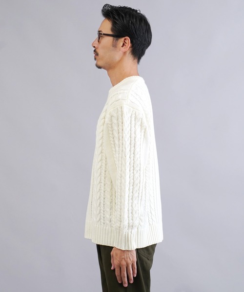 jiggys shop（ジギーズショップ）の「ウォッシャブルクルーネックケーブルニットセーター（ニット/セーター・メンズ・ブルー/ホワイト/ブラック/ミックスグレー/カーキ/グレー系その他・SMALL/MEDIUM/LARGE/X-LARGE）」の18枚目の写真