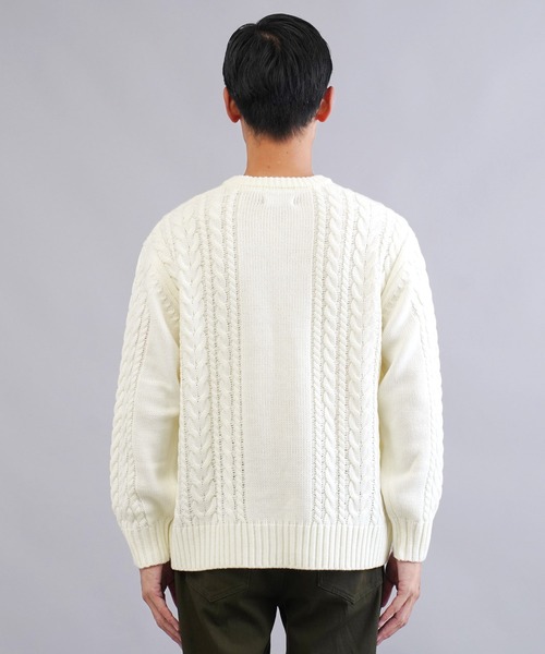 jiggys shop（ジギーズショップ）の「ウォッシャブルクルーネックケーブルニットセーター（ニット/セーター・メンズ・ブルー/ホワイト/ブラック/ミックスグレー/カーキ/グレー系その他・SMALL/MEDIUM/LARGE/X-LARGE）」の21枚目の写真