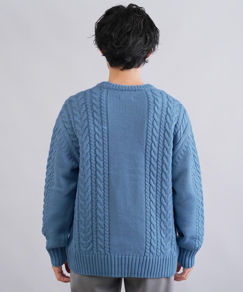 jiggys shop（ジギーズショップ）の「ウォッシャブルクルーネックケーブルニットセーター（ニット/セーター・メンズ・ブルー/ホワイト/ブラック/ミックスグレー/カーキ/グレー系その他・SMALL/MEDIUM/LARGE/X-LARGE）」の20枚目の写真