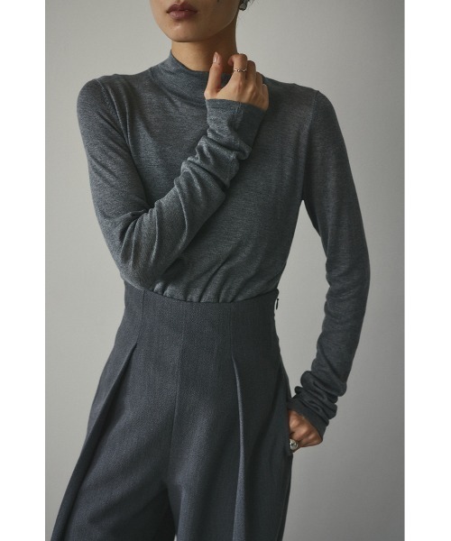 スーツミックスニットドレス Asymmetric Neck Knitted Dress