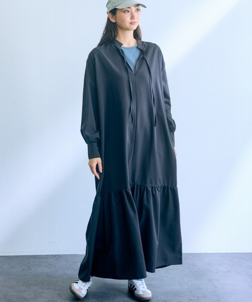 slattgir(スラットジール)の「高身長 ティアードマキシワンピース(トールサイズ)Essenave(ワンピース・レディース・ブラック/イエロー系・M/L/LL/3L)」の3枚目の写真