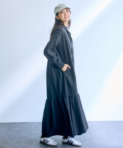 slattgir(スラットジール)の「高身長 ティアードマキシワンピース(トールサイズ)Essenave(ワンピース・レディース・ブラック/イエロー系・M/L/LL/3L)」の5枚目の写真
