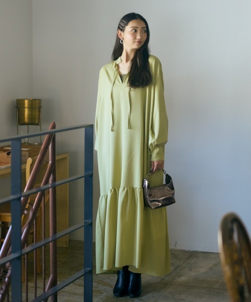 slattgir(スラットジール)の「高身長 ティアードマキシワンピース(トールサイズ)Essenave(ワンピース・レディース・ブラック/イエロー系・M/L/LL/3L)」の9枚目の写真