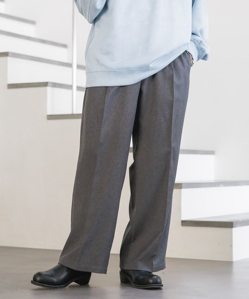 RAGEBLUE(レイジブルー)の「起毛PEツイル/センタープレスワイドストレートイージースラックス(スラックス・メンズ・ブラック/グレー/ホワイト/ブラウン・SMALL/MEDIUM/LARGE)」の4枚目の写真