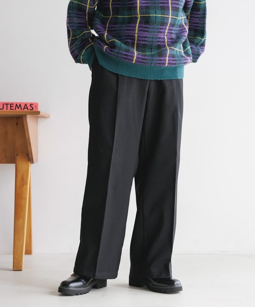 RAGEBLUE(レイジブルー)の「起毛PEツイル/センタープレスワイドストレートイージースラックス(スラックス・メンズ・ブラック/グレー/ホワイト/ブラウン・SMALL/MEDIUM/LARGE)」の3枚目の写真