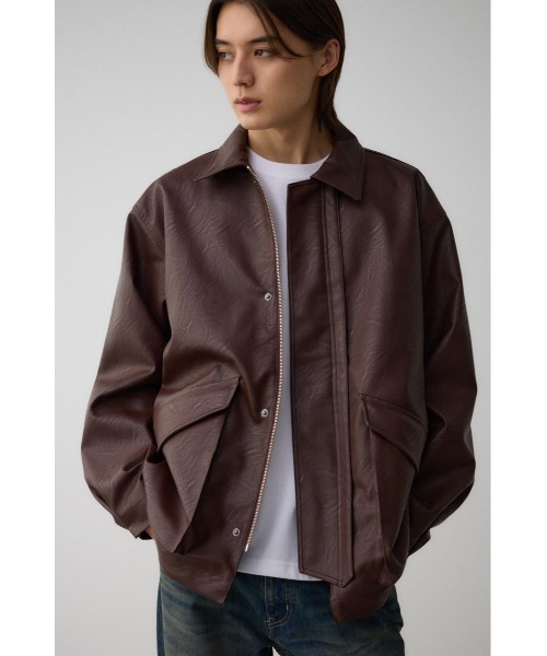 AZUL by moussy（アズールバイマウジー）の「フェイクレザージップブルゾン（ライダースジャケット・レディース・ブラック/ダークブラウン・FREE）」の9枚目の写真