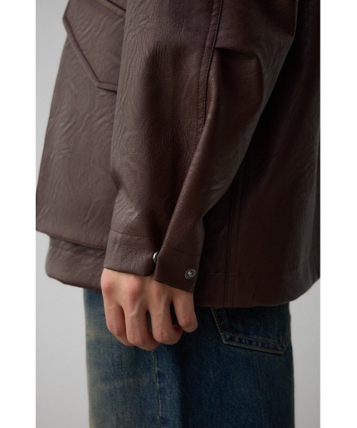 AZUL by moussy（アズールバイマウジー）の「フェイクレザージップブルゾン（ライダースジャケット・レディース・ブラック/ダークブラウン・FREE）」の17枚目の写真