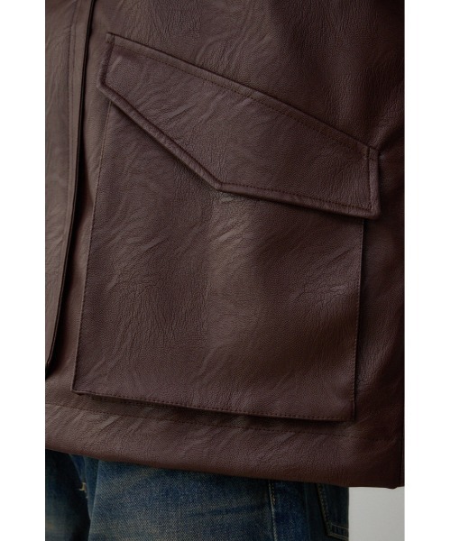 AZUL by moussy（アズールバイマウジー）の「フェイクレザージップブルゾン（ライダースジャケット・レディース・ブラック/ダークブラウン・FREE）」の18枚目の写真