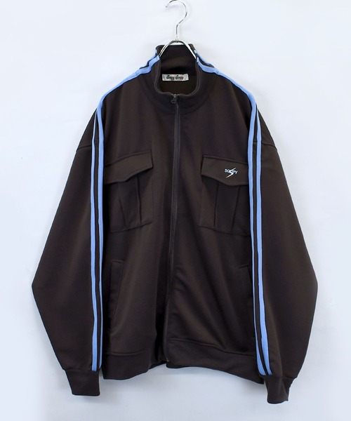 おしゃれスタ(オシャレスタ)の「【Soupy Soupy】sleeve line one point logo track jacket/袖ライン ワンポイント 刺繍 トラックジャケット オーバーサイズ メンズ レディース(ジャージ・メンズ・ネイビー/ブラウン/オフホワイト・L/M)」の7枚目の写真