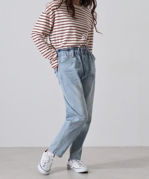 FUNALIVE(ファンアライブ)の「.works 裏起毛ストレッチMOM マムパンツ(デニムパンツ・レディース・ライトブルー・61/64)」の3枚目の写真