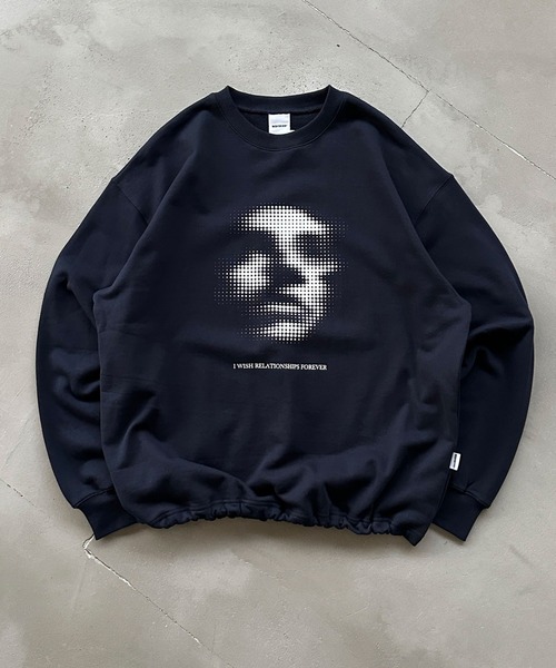 WISH FOR EVER(ウィッシュフォーエバー)の「DRAWCODE GRAPHIC FACE SWEAT/ドローコードグラフィックフェイススウェット(スウェット・メンズ・ブラック/ライトグレー/ネイビー・SMALL/MEDIUM/LARGE)」の3枚目の写真