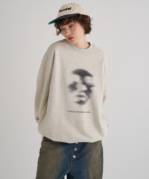 WISH FOR EVER(ウィッシュフォーエバー)の「DRAWCODE GRAPHIC FACE SWEAT/ドローコードグラフィックフェイススウェット(スウェット・メンズ・ブラック/ライトグレー/ネイビー・SMALL/MEDIUM/LARGE)」の7枚目の写真