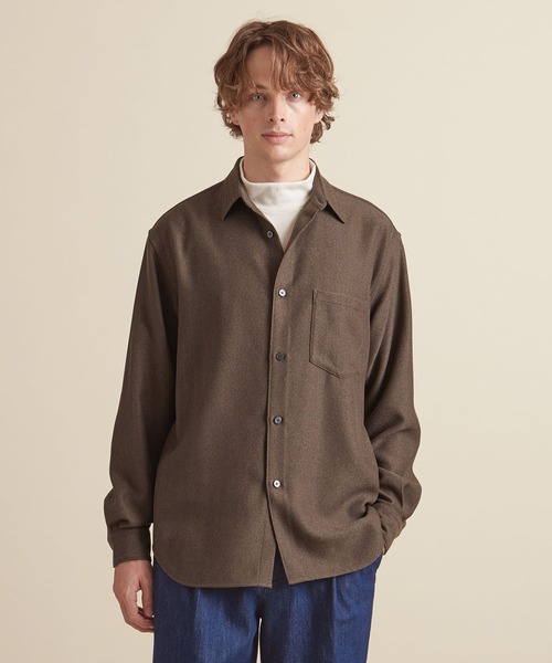 UNITED ARROWS(ユナイテッドアローズ)の「【マルチサイズ】ウールライク ワイドフォルム シャツ ーセットアップ対応ー(シャツ/ブラウス・メンズ・ダークグレー/ネイビー/グレー/ライトグレー/ブラウン/ダークブラウン/ブラック・マルチサイズ)」の5枚目の写真