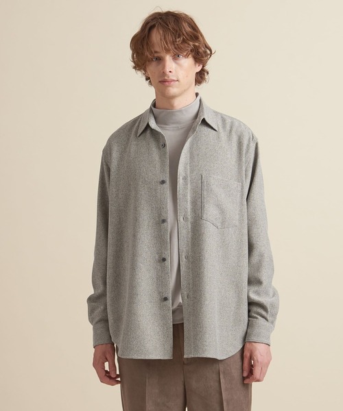 UNITED ARROWS(ユナイテッドアローズ)の「【マルチサイズ】ウールライク ワイドフォルム シャツ ーセットアップ対応ー(シャツ/ブラウス・メンズ・ダークグレー/ネイビー/グレー/ライトグレー/ブラウン/ダークブラウン/ブラック・マルチサイズ)」の9枚目の写真