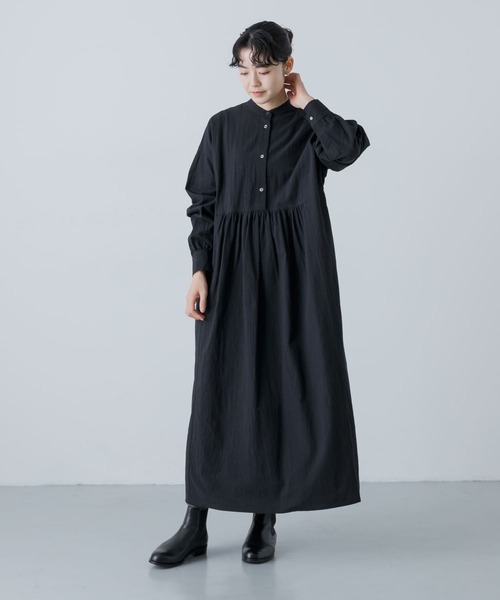 かぐれ＊ウエストギャザーワンピース チャコールグレー かぐれ