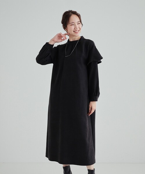 セール】【S-LL】大人の甘めコーデに お袖フリルワンピース