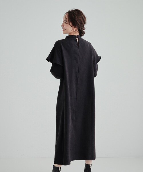 DRESKIP（ドレスキップ）の「◆【S-LL】大人の甘めコーデに お袖フリルワンピース（ワンピース・レディース・ブラウン系その他/ブラック/ベージュ・04/02/03/01）」の5枚目の写真