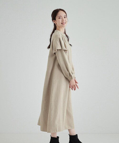 DRESKIP（ドレスキップ）の「◆【S-LL】大人の甘めコーデに お袖フリルワンピース（ワンピース・レディース・ブラウン系その他/ブラック/ベージュ・04/02/03/01）」の8枚目の写真